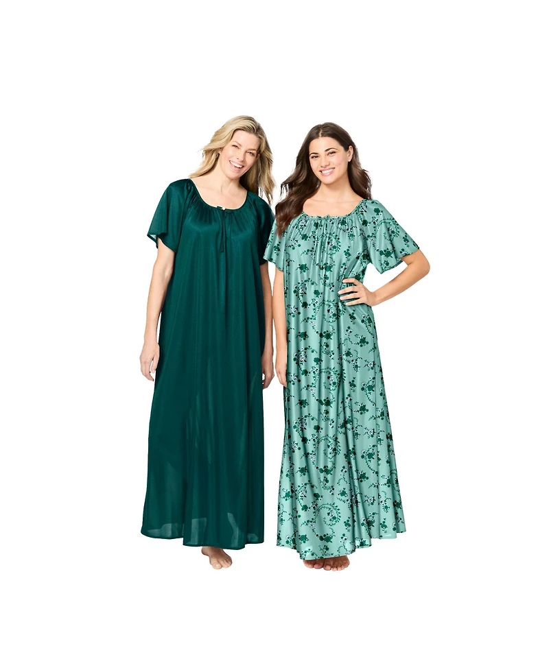 Only Neccessities Plus Necessities 2-Pack Long Silky Gown