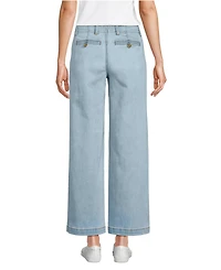 Lands' End Women's Mid Rise Denim Wide Leg Ankle Jeans