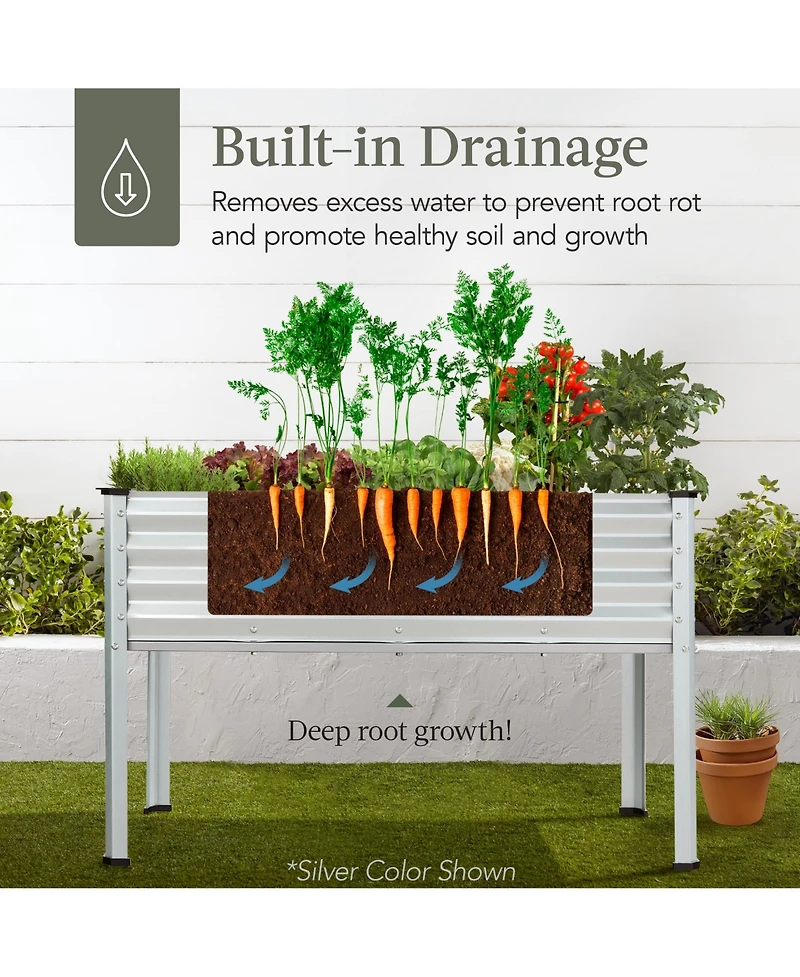 Best Choice Products 48x24x30in Elevated Galvanized Metal Garden Bed w/ Corner Protectors
