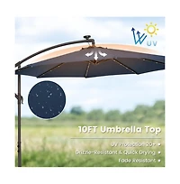 10 Feet Cantilever Umbrella with 32 Led Lights and Solar Panel Batteries