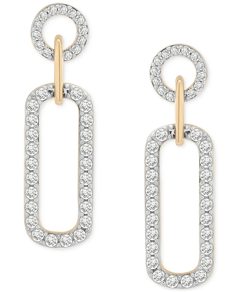 Wrapped in Love Diamond Pave Paperclip Drop Earrings (1 ct. t.w.) in 14k Gold, Exclusively at Macy's