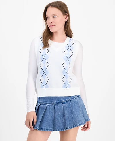 Ultra Flirt Juniors' Jacquard Argyle Sweater Vest