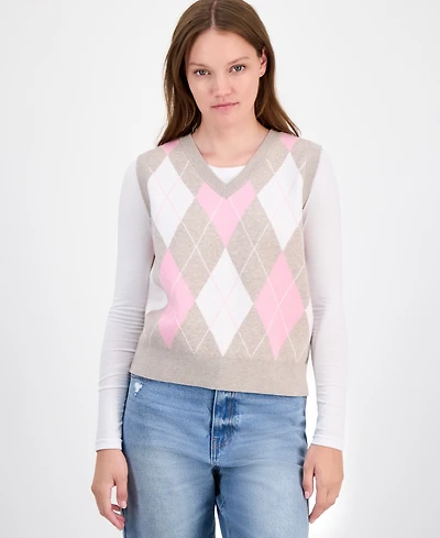 Ultra Flirt Juniors' Jacquard Argyle Sweater Vest