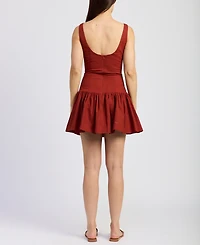 En Saison Women's Megumi Sleeveless Cotton Linen Mini Dress
