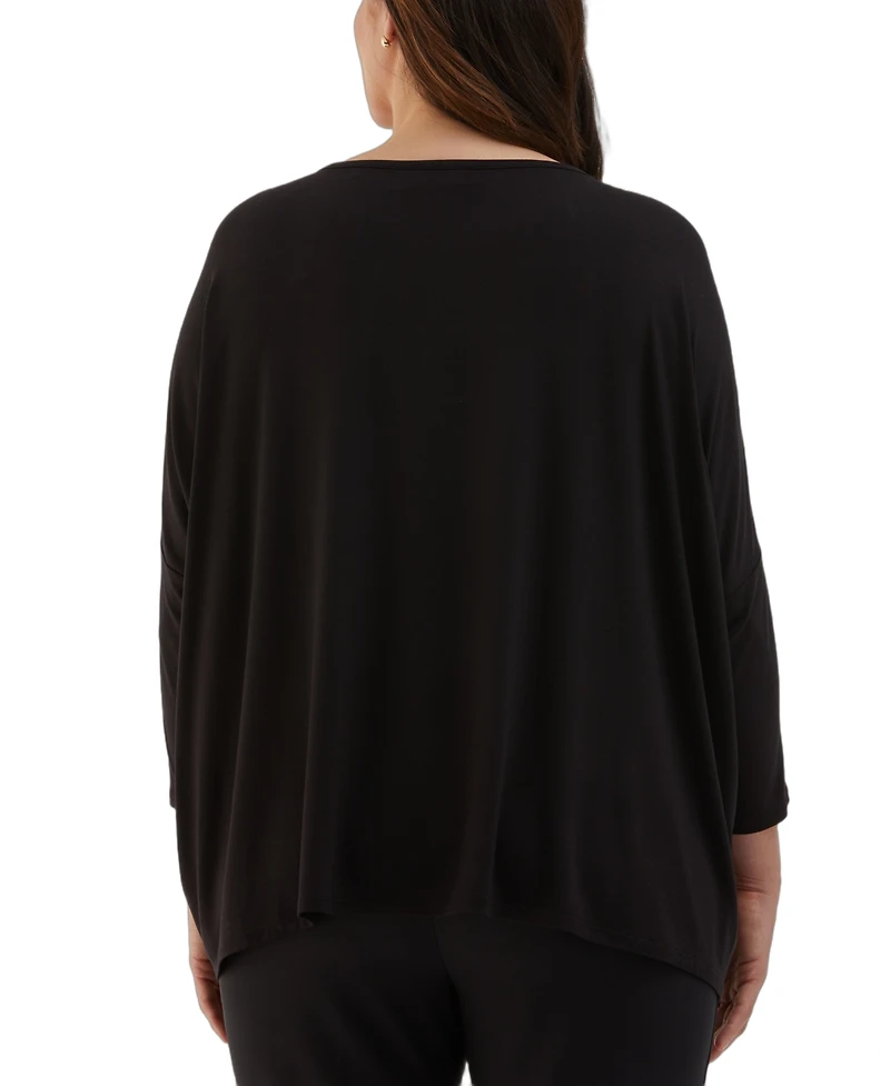 Ella Rafaella Plus Medallion Print Knit 3/4 Sleeve Top
