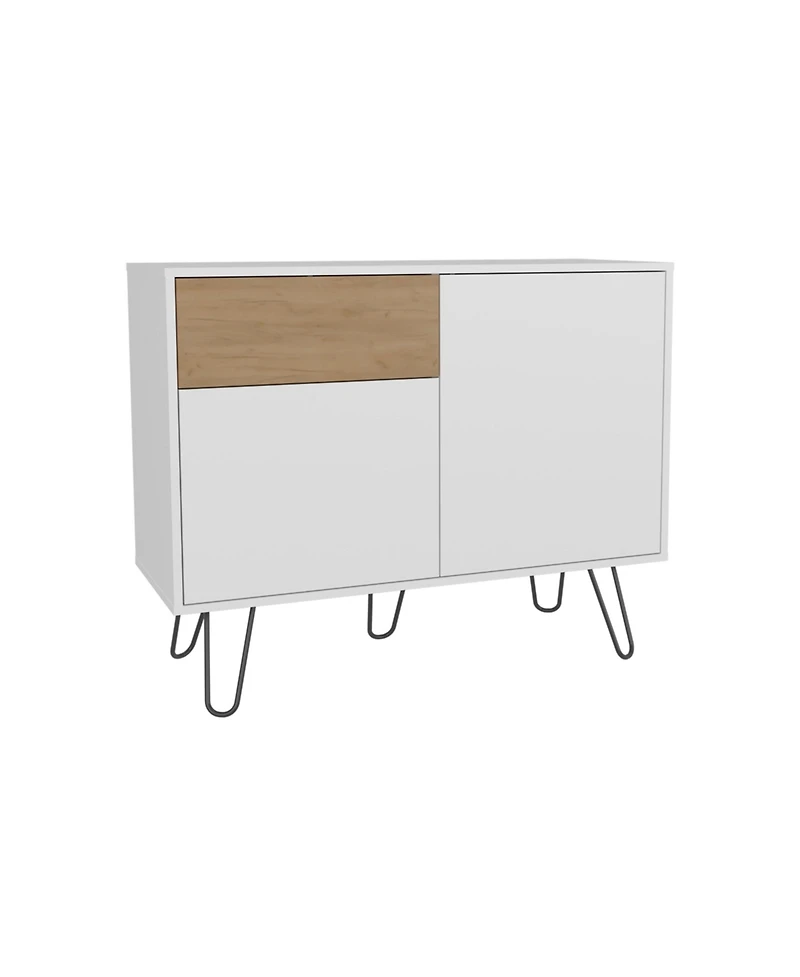 Depot E-Shop Chelan Sideboard, 2 Doors, 1 Drawer, 4 Shelves, White / Natural Oak