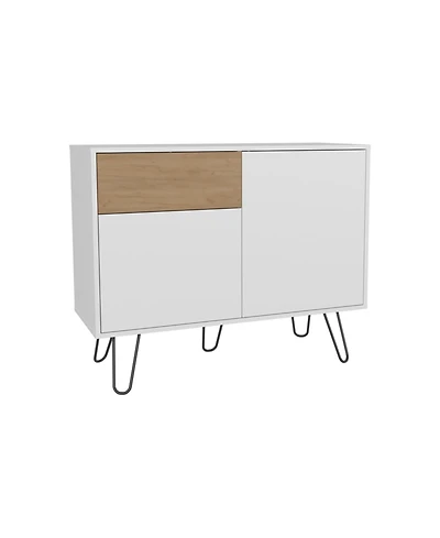 Depot E-Shop Chelan Sideboard, 2 Doors, 1 Drawer, 4 Shelves, White / Natural Oak
