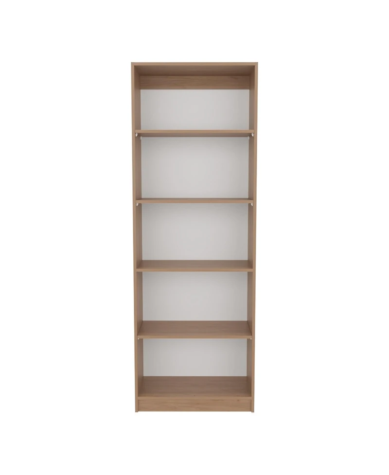Depot E-Shop Vinton 4-Tier Bookcase with Modern Storage for Books and Decor, Natural Oak / White