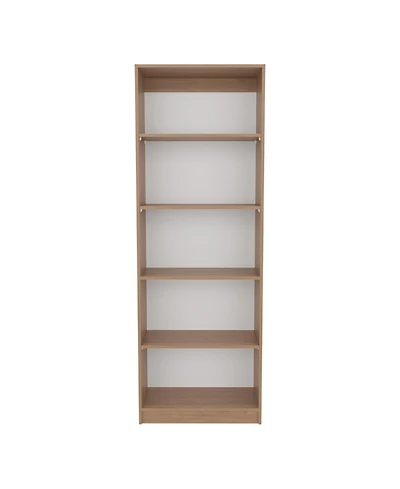 Depot E-Shop Vinton 4-Tier Bookcase with Modern Storage for Books and Decor, Natural Oak / White