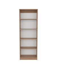 Depot E-Shop Vinton 4-Tier Bookcase with Modern Storage for Books and Decor, Natural Oak / White