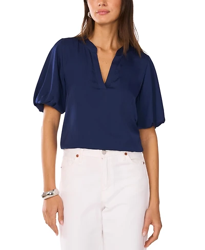 Vince Camuto Women's V-Neck Short Puff Sleeve Blouse