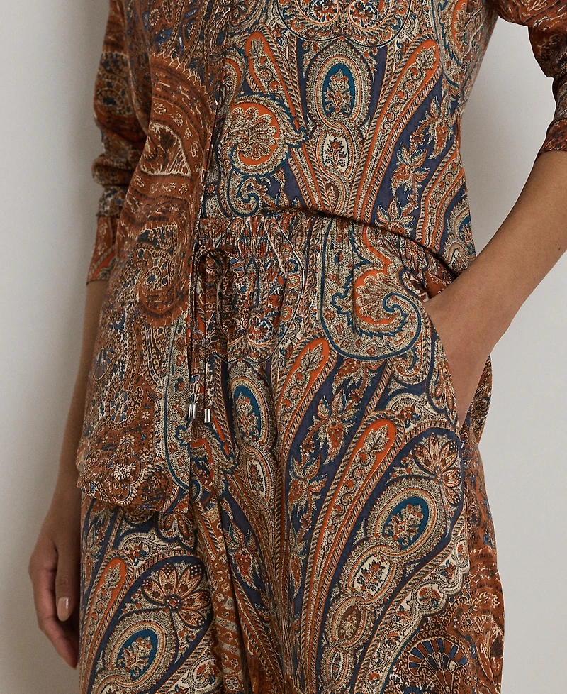 Lauren Ralph Petite Paisley Crepe Wide-Leg Pant