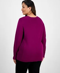 Jm Collection Plus Crewneck Long-Sleeve Sweater, Macy's Exclusive