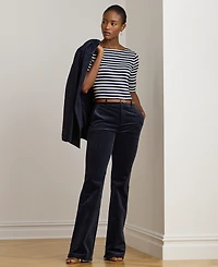 Lauren Ralph Petite Striped Stretch Cotton Boatneck Tee