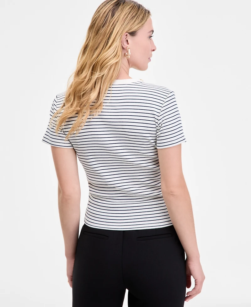 On 34th Women's Embellished-Crewneck Rib-Knit T-Shirt, Macy's Exclusive