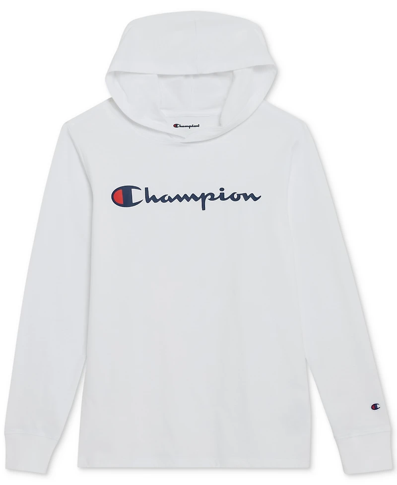 Champion Big Boys Signature Logo Long-Sleeve Hooded T-Shirt