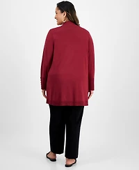 Jm Collection Plus Open-Front Long-Sleeve Cardigan, Exclusively at Macy's
