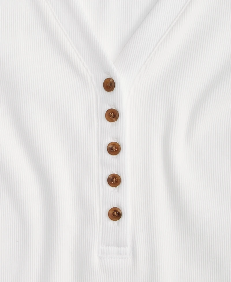 On 34th Women's Puff-Shoulder Long-Sleeve Henley T-Shirt, Macy's Exclusive