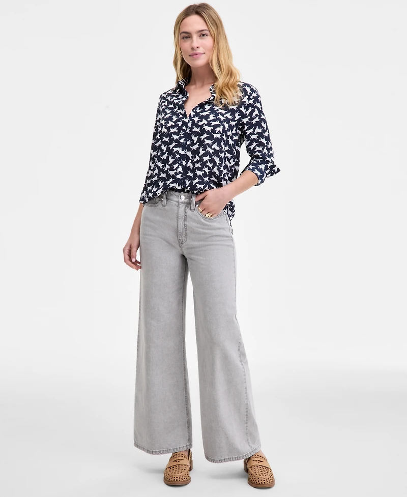 On 34th Women's Button-Front Crepe Shirt