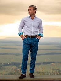 Koy Clothing Men's Linen Wool Silk Blend Trousers