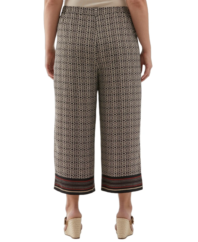 Ella Rafaella Plus Medallion Print Wide Leg Crop Pants