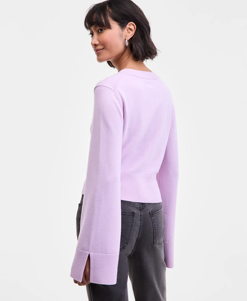 On 34th Women's Split-Cuff Crewneck Cropped Cardigan, Macy's Exclusive