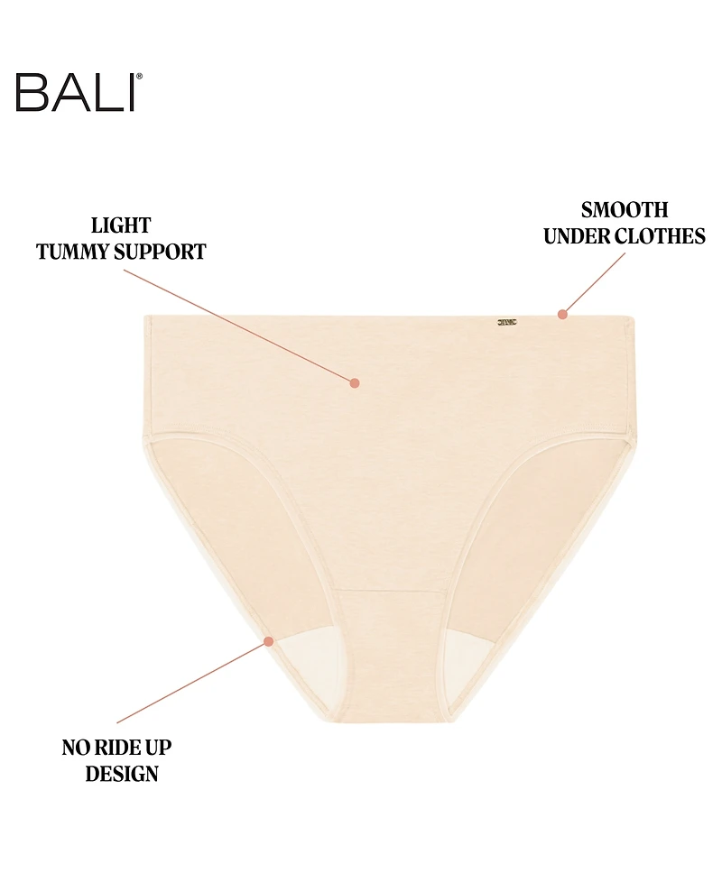 Bali Women's Lux Cotton Essentials High-Cut Underwear Dflehc