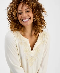 Jm Collection Women's Shine Embroidered Tunic Top, Exclusively at Macy's