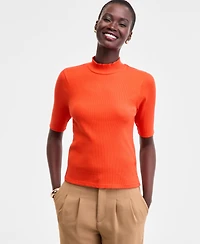 On 34th Women's Mock Neck Elbow-Sleeve Top, Created for Macy's
