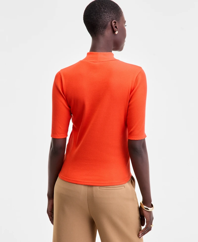 On 34th Women's Mock Neck Elbow-Sleeve Top, Created for Macy's