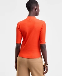 On 34th Women's Mock Neck Elbow-Sleeve Top, Created for Macy's