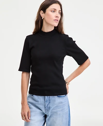 On 34th Women's Mock Neck Elbow-Sleeve Top, Created for Macy's