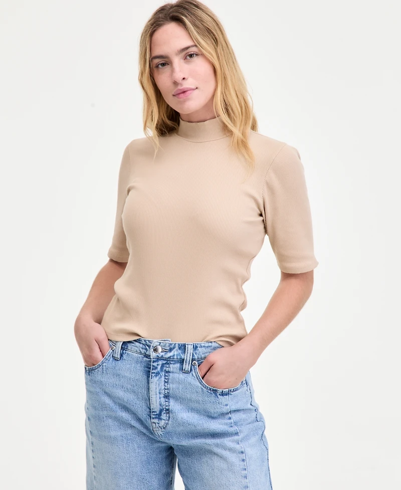On 34th Women's Mock Neck Elbow-Sleeve Top, Created for Macy's