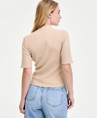 On 34th Women's Mock Neck Elbow-Sleeve Top, Created for Macy's
