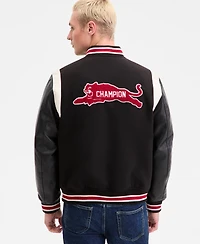 Champion Men's Mixed-Media Varsity Bomber Jacket