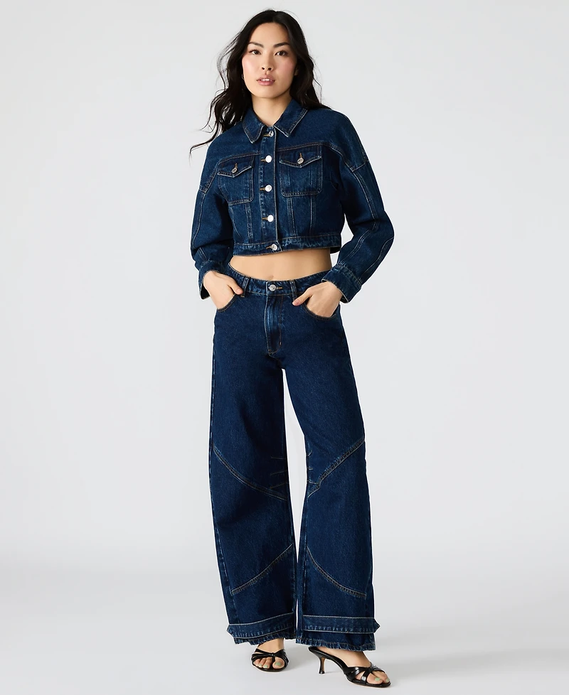 Steve Madden Women's Brixton Button-Front Cotton Denim Jacket