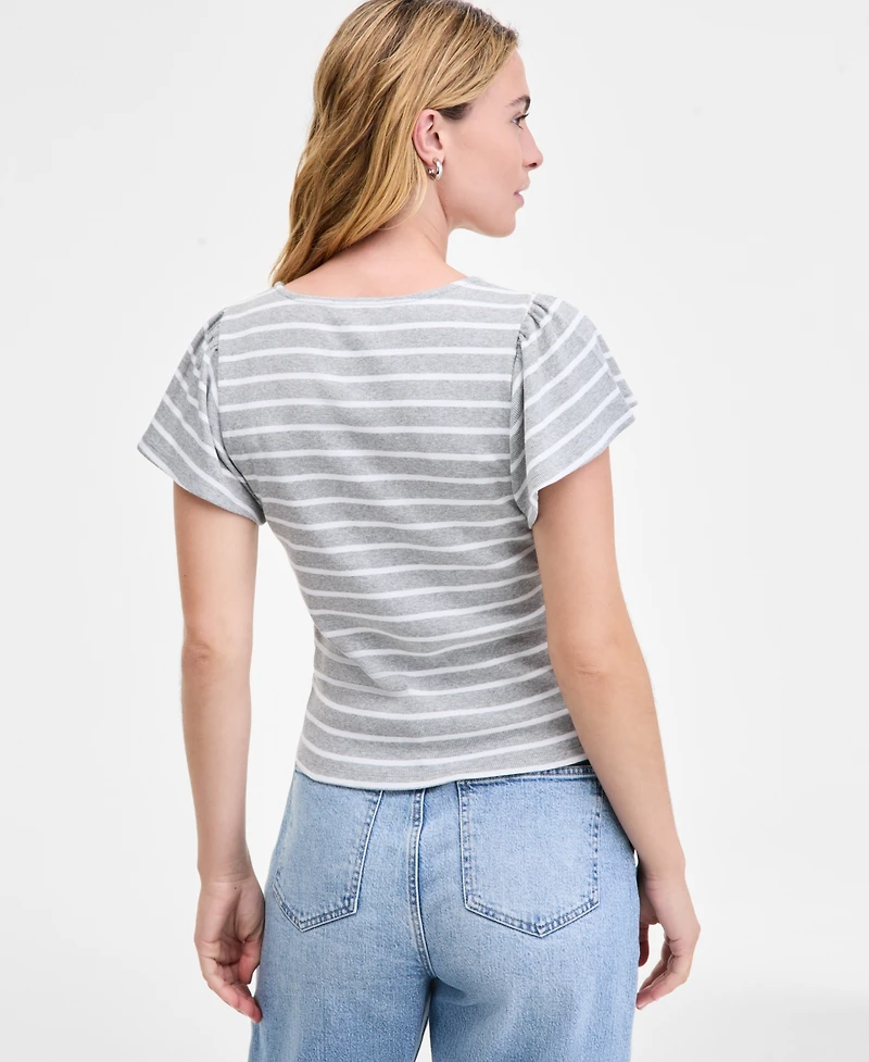 On 34th Women's Square-Neck Flutter-Sleeve Ribbed Top, Macy's Exclusive