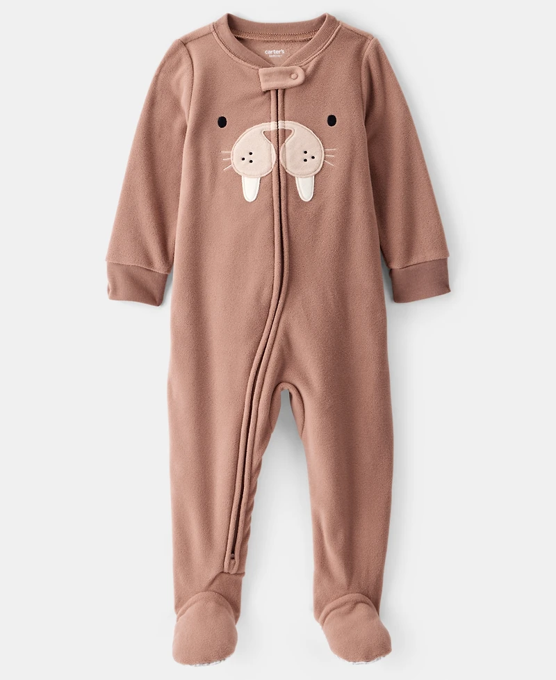 Carter's Baby Boys Walrus Loose-Fit 2-Way-Zip 1-Piece Footed Pajamas