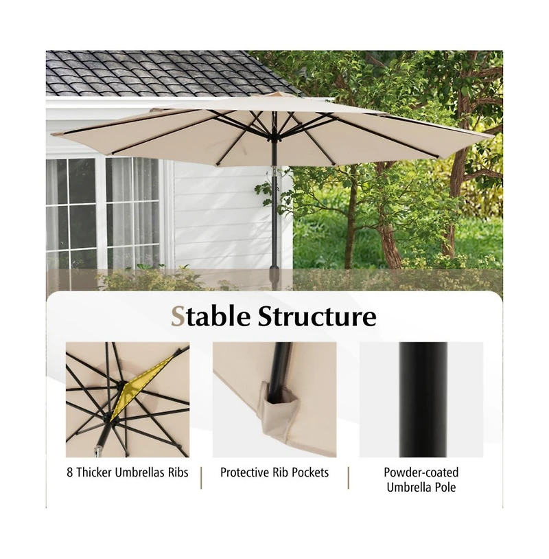 10 Feet Outdoor Patio Umbrella with Tilt Adjustment and Crank