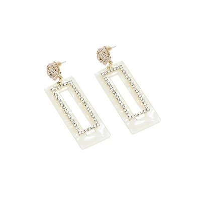 Sohi Women's Silver Geometric Drop Earrings