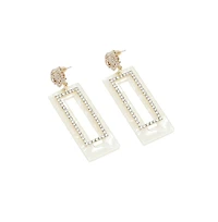 Sohi Women's Silver Geometric Drop Earrings