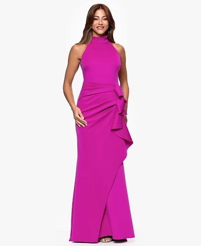 Xscape Women's Ruffled Sleeveless Scuba Fit & Flare Dress
