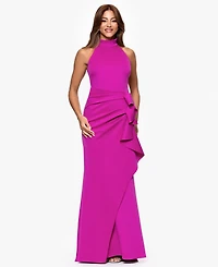 Xscape Women's Ruffled Sleeveless Scuba Fit & Flare Dress