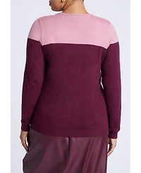 Eloquii Women's Plus Sweetheart Colorblock Sweater