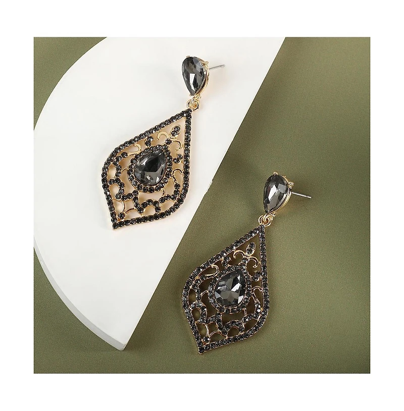 Sohi Women's Silver Dazzling Drop Earrings