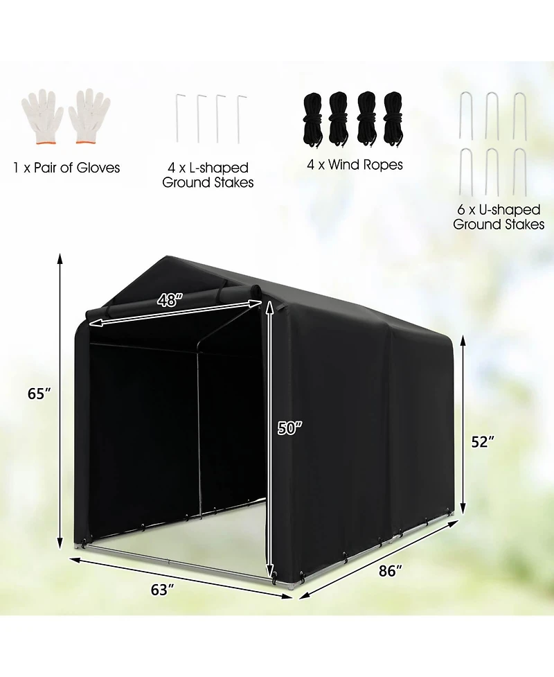 Costway 7 x 5.2' Heavy Duty Storage Shelter Outdoor Bike Storage Tent with Waterproof Cover