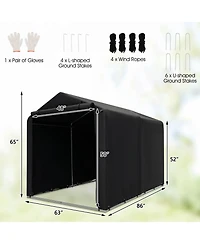 Costway 7 x 5.2' Heavy Duty Storage Shelter Outdoor Bike Storage Tent with Waterproof Cover
