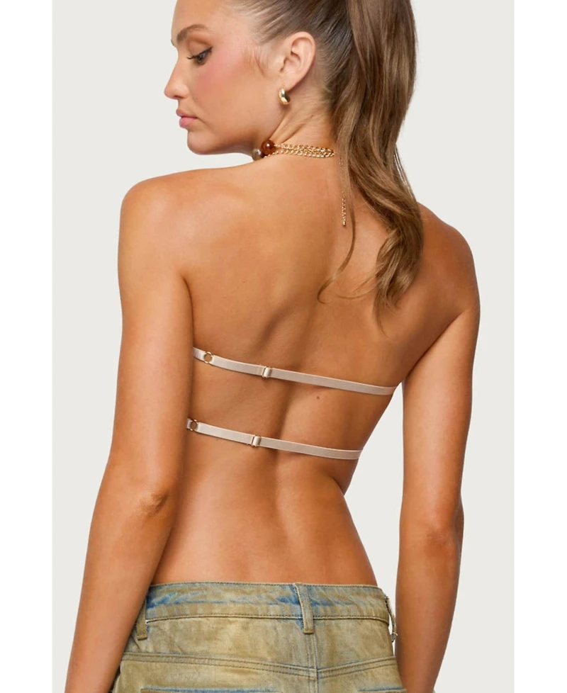 Edikted Women's Sequin Backless Triangle Strapless Top