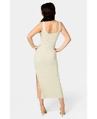 Bebe Women's Rib Contrast Square Neck Maxi Dress