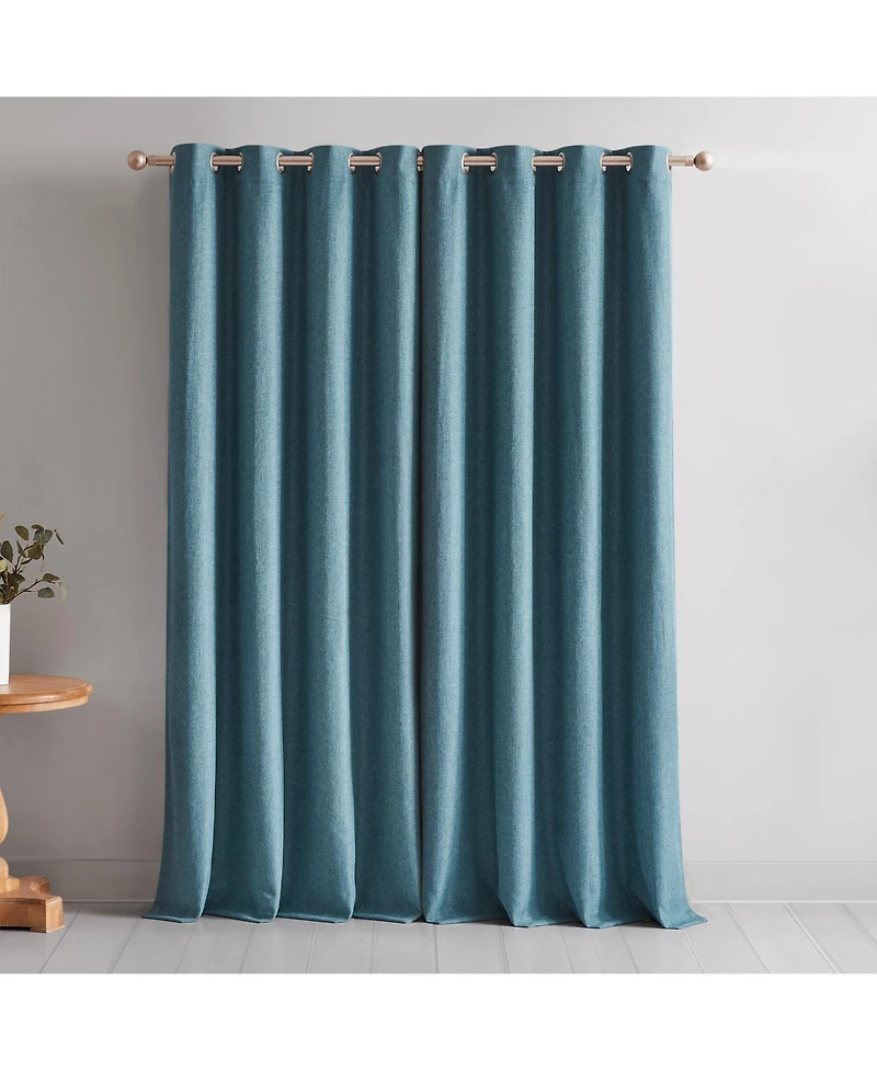 Lush Decor Meena Slub 100% Blackout Window Curtain Panels Blue Pair 52x84